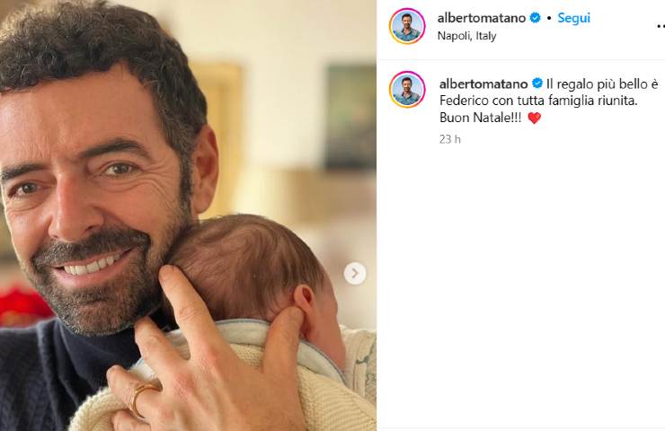Alberto Matano e il post con il nipotino neonato su IG 
