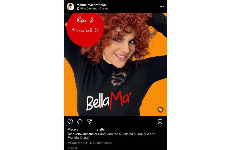 Post Instagram Manuela Villa bellaMa