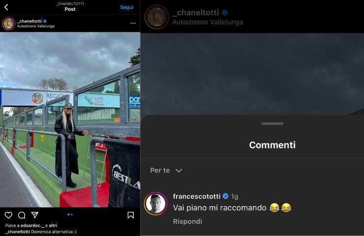 Commento IG Francesco Totti Chanel