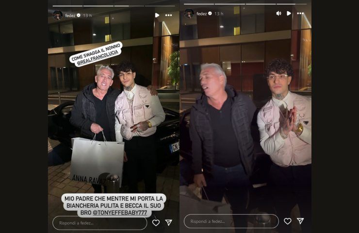 Franco Lucia e Tony Effe nelle storie pubblicate da Fedez.