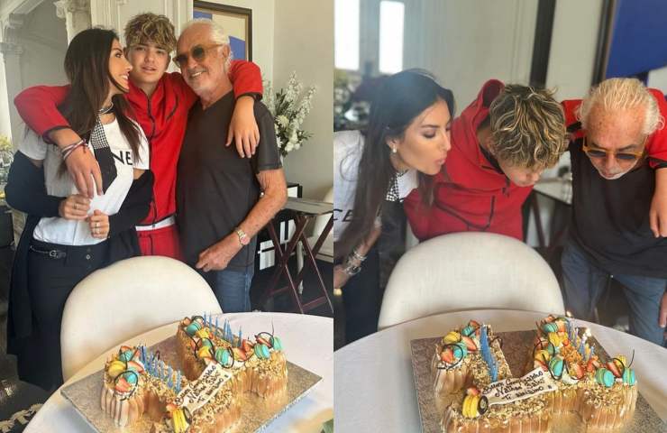 Elisabetta Gregoraci con Flavio Briatore e Nathan Falco. Elisabetta Gregoraci con Flavio Briatore e Nathan Falco.