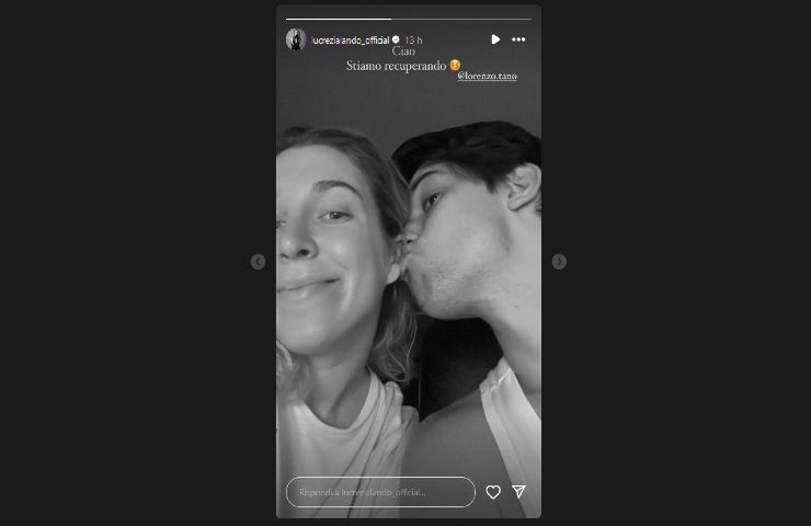 Lucrezia Lando e Lorenzo Tano in una storia su Instagram.