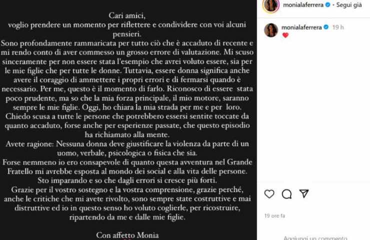 Monia La Ferrera post IG rottura