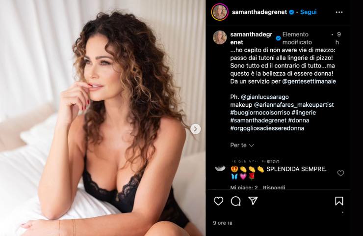 Samantha De Grenet post IG post malattia