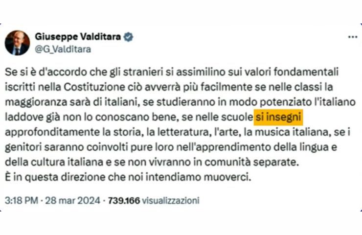 Giuseppe Valditara post Mauro corona
