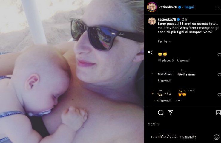 Katia Follesa post IG figlio