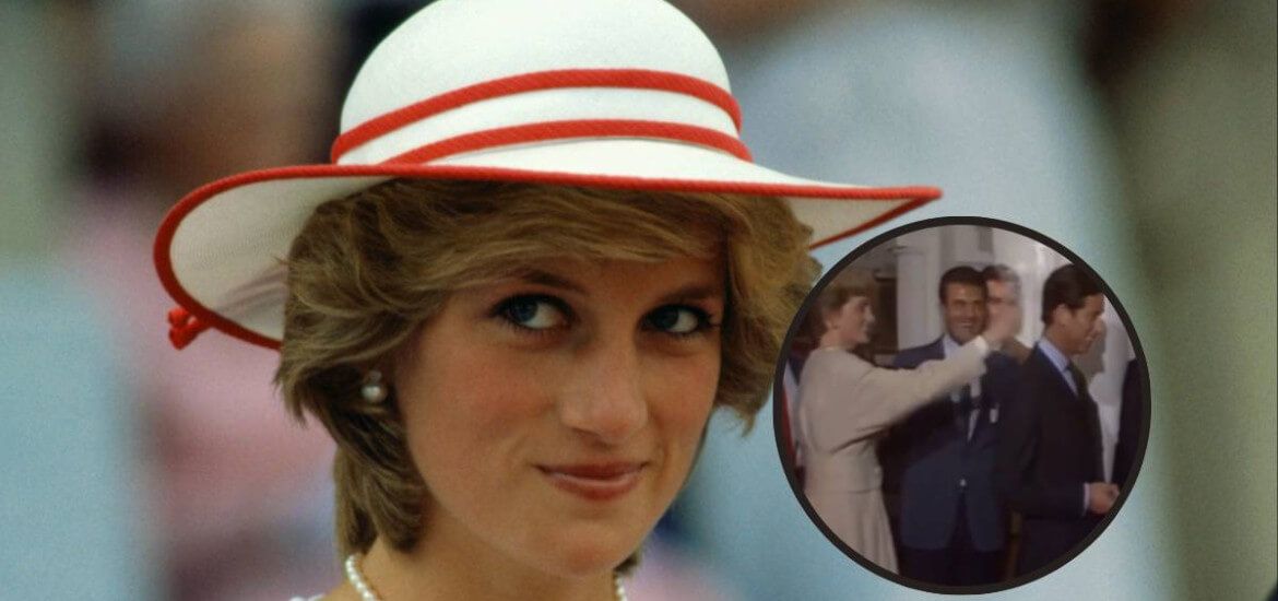 Lady Diana. Nel cerchio: Lady D rompe una bottiglia di zucchero sulla testa di Carlo.