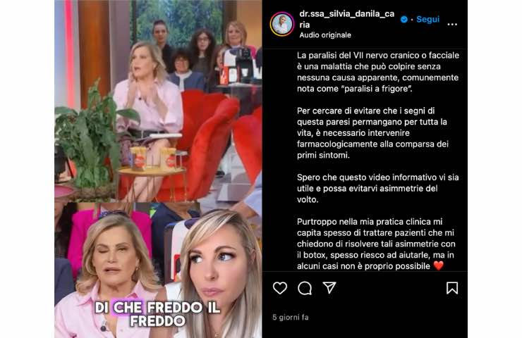 Simona Ventura e dottoressa IG paralisi