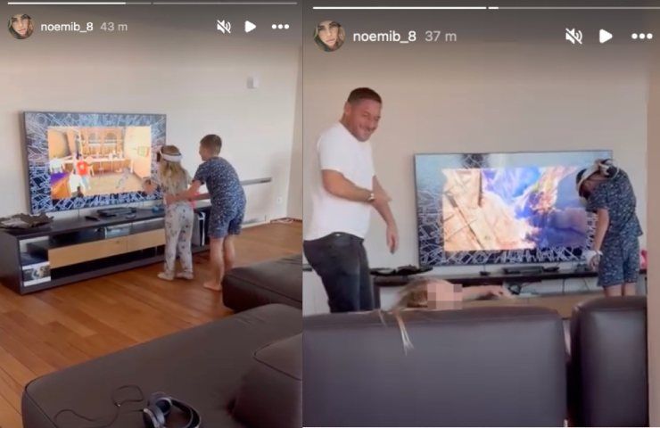 I figli di Noemi Bocchi con Francesco Totti in due storie IG da lei condivise.