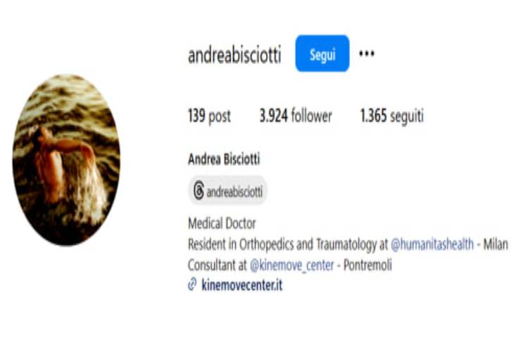 Profilo Instagram di Andrea Bisciotti