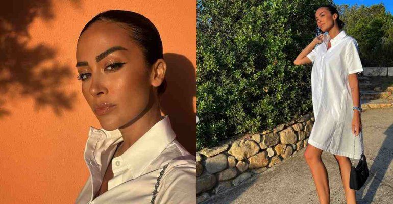 Giorgia Palmas raggiante (e super trendy) alla golden hour: il look da copiare