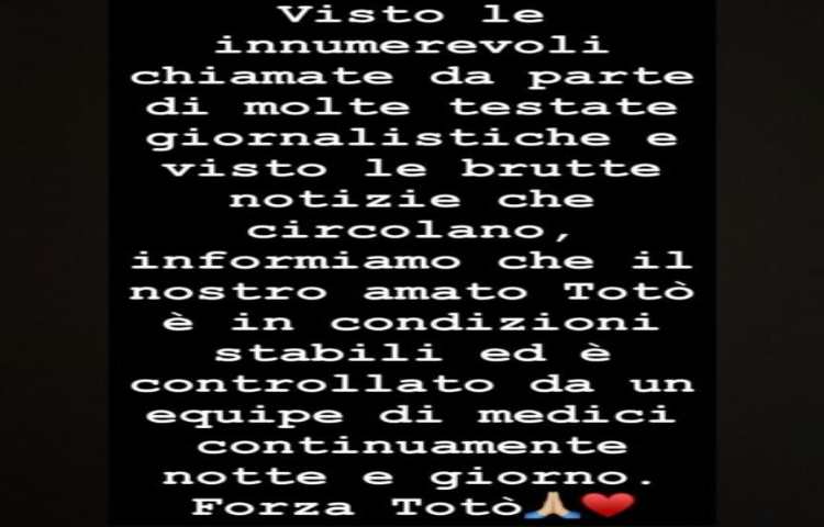 Messaggio della famiglia di Totò Schillaci